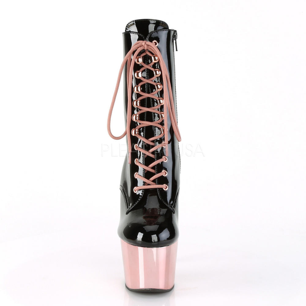 Patent Lace Up High Heel Ankle Boots - Picture 3 of 5